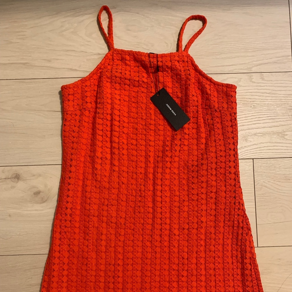 NWT 100% Cotton Crochet High Neck Dress